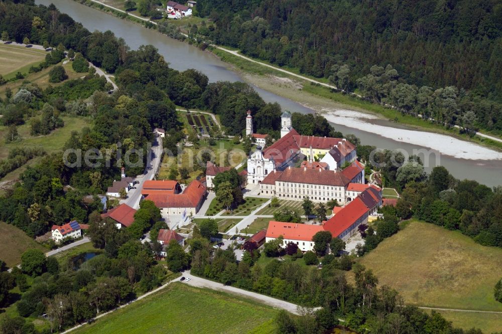 Raitenhaslach from the bird's eye view: Campus building of the university TUM Akademiezentrum in ehemaligen ZisterA?zienserA?kloster in Raitenhaslach in the state Bavaria, Germany