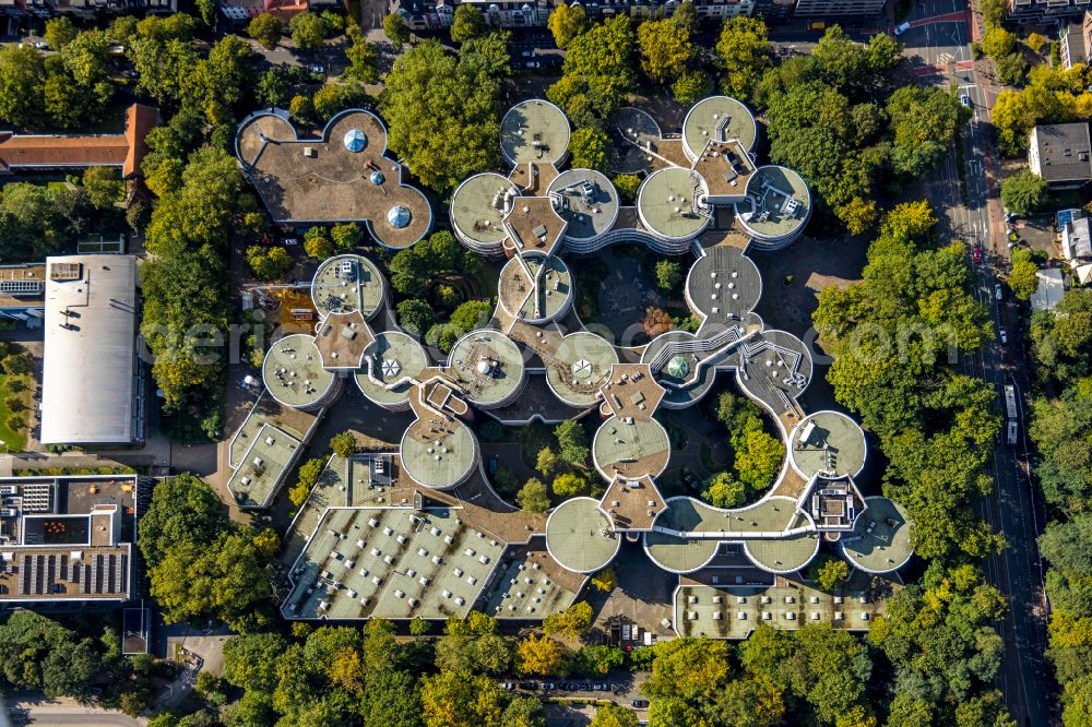 Duisburg from above - Campus building of the university Universitaet Essen-Duisburg on street Lotharstrasse in the district Neudorf-Nord in Duisburg at Ruhrgebiet in the state North Rhine-Westphalia, Germany