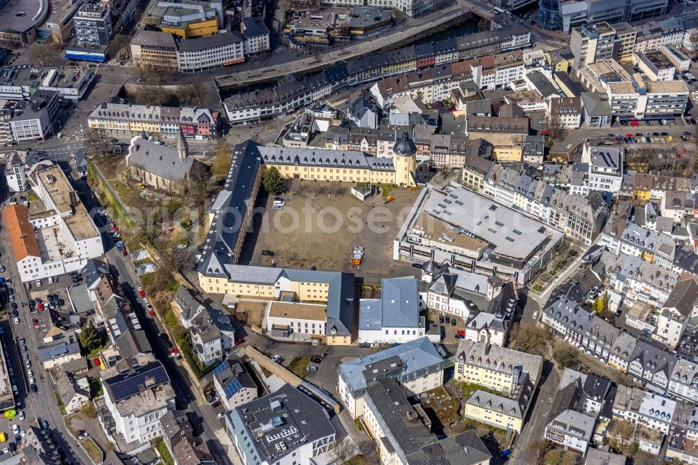 Aerial image Siegen - Campus building of the university Universitaet Siegen - Campus Unteres Schloss in Siegen on Siegerland in the state North Rhine-Westphalia, Germany