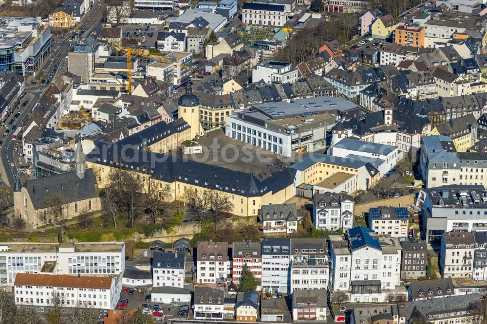 Aerial photograph Siegen - Campus building of the university Universitaet Siegen - Campus Unteres Schloss in Siegen on Siegerland in the state North Rhine-Westphalia, Germany