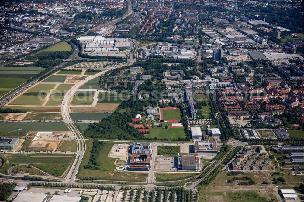 Aerial image Augsburg - Campus building of the university on Universitaetsstrasse in the district Universitaetsviertel in Augsburg in the state Bavaria, Germany