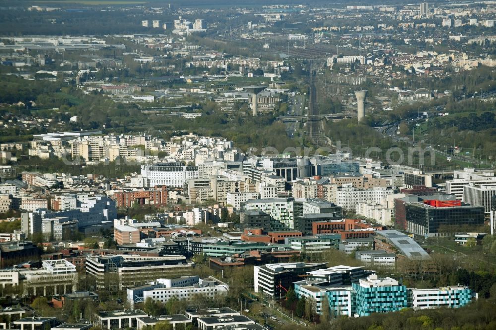 Guyancourt from above - Campus of the Faculty of Law and Political Sciences of the Universite de Versailles Saint-Quentin-en-Yvelines in Guyancourt in Ile-de-France, France