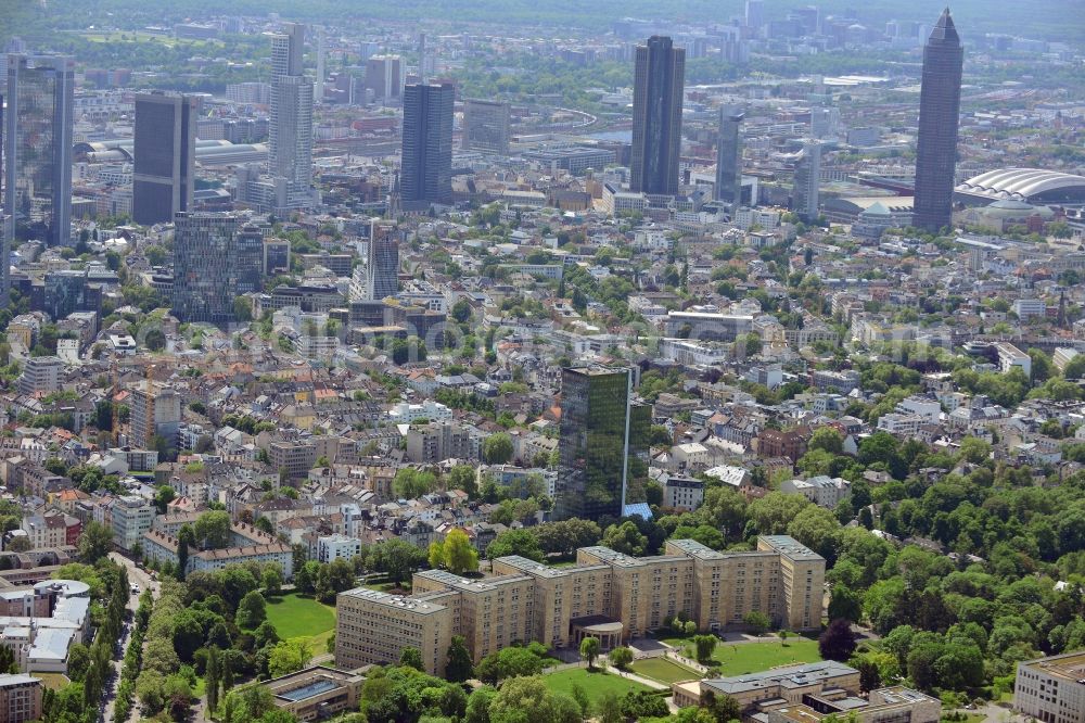 Frankfurt am Main from above - Campus grounds of the University Goethe-Universitaet in Frankfurt in the state Hesse