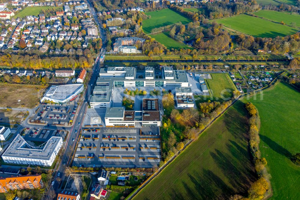 Hamm from the bird's eye view: Campus grounds of the Hochschule Hamm-Lippstadt on street Marker Allee in the district Hamm-Lippstadt in Hamm at Ruhrgebiet in the state North Rhine-Westphalia, Germany