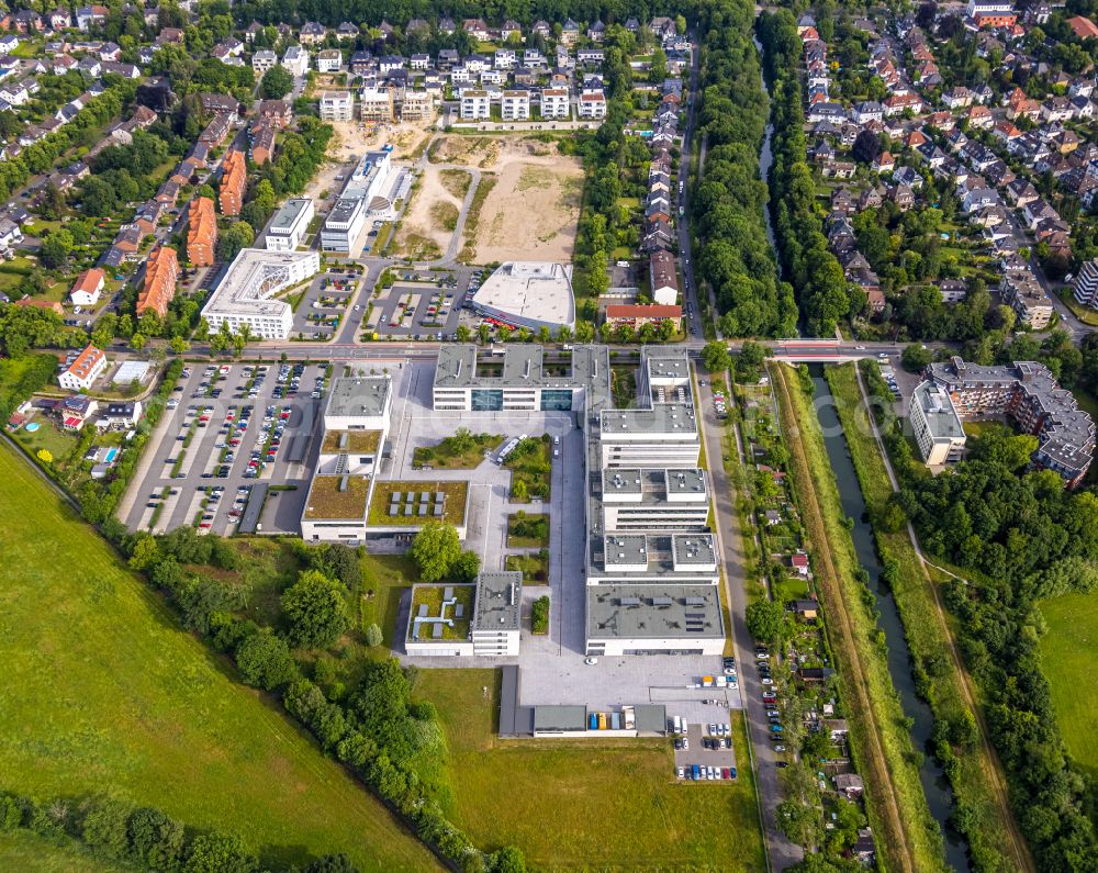 Hamm from the bird's eye view: Campus grounds of the Hochschule Hamm-Lippstadt on street Marker Allee in the district Hamm-Lippstadt in Hamm at Ruhrgebiet in the state North Rhine-Westphalia, Germany