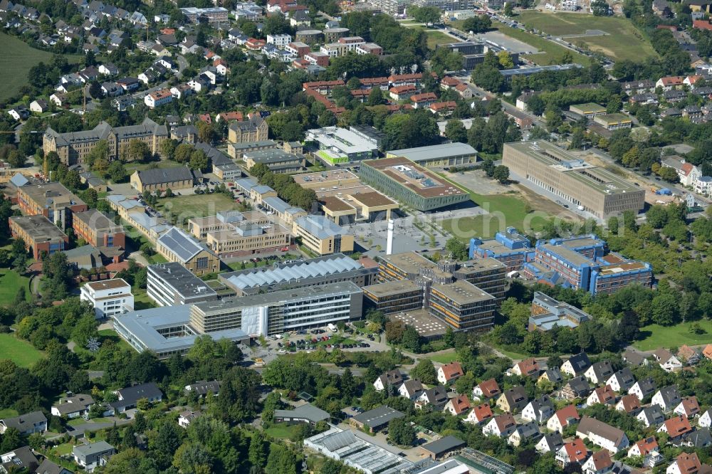 Aerial image Osnabrück - Campus building of the university of applied sciences in Osnabrueck in the state of Lower Saxony. The area is located in the Westerberg part of the town