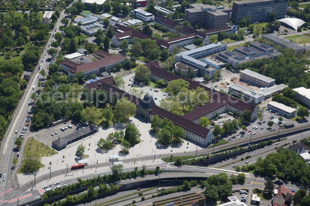 Aerial image Mainz - Campus grounds of the University Johannes Gutenberg on Albert Schweitzer Strasse in Mainz in the state Rhineland-Palatinate