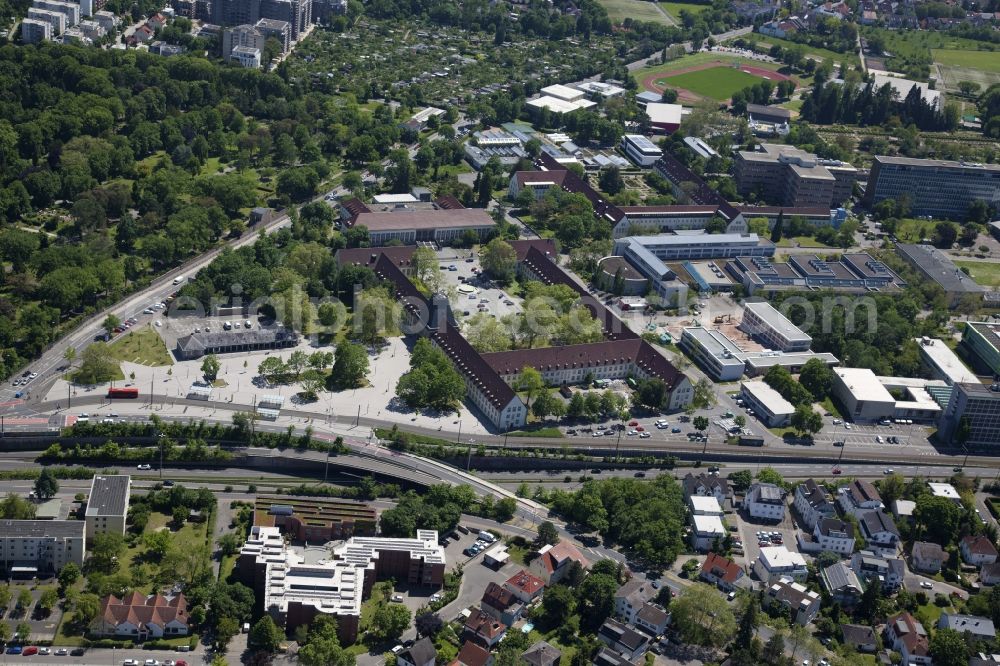 Aerial photograph Mainz - Campus grounds of the University Johannes Gutenberg on Albert Schweitzer Strasse in Mainz in the state Rhineland-Palatinate