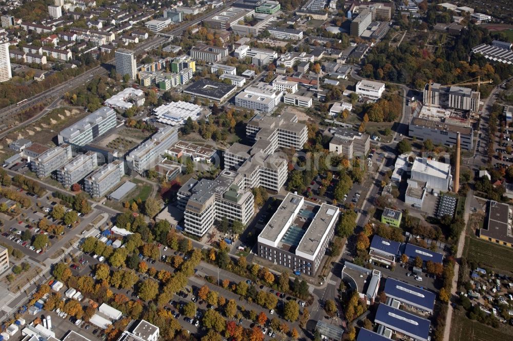 Aerial image Mainz - Campus grounds of the University Johannes Gutenberg in Mainz in the state Rhineland-Palatinate