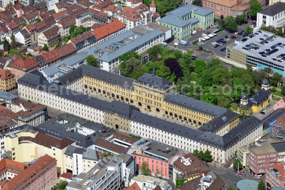 Würzburg from above - Campus grounds of the University Julius-Maximilian in Wuerzburg in the state Bavaria