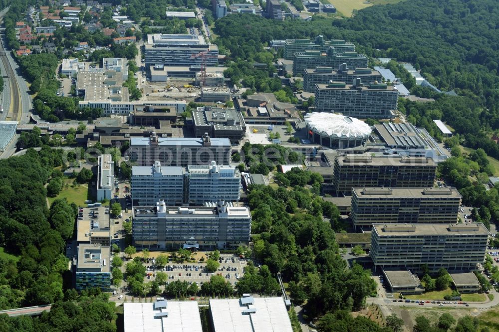 Aerial image Bochum - Campus grounds of the University Ruhr-Universitaet in Bochum in the state North Rhine-Westphalia