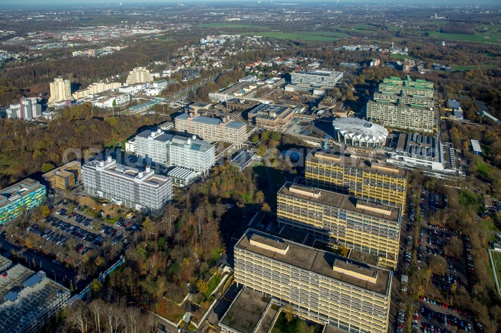 Aerial photograph Bochum - Construction site of Campus grounds of the University Ruhr-Universitaet in Bochum in the state North Rhine-Westphalia