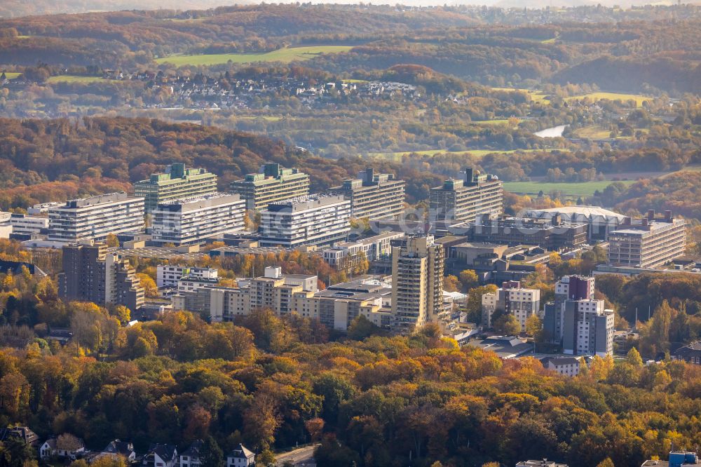 Bochum from the bird's eye view: Campus grounds of the university Ruhr-Universitaet Bochum RUB in the district Querenburg in Bochum at Ruhrgebiet in the state North Rhine-Westphalia, Germany