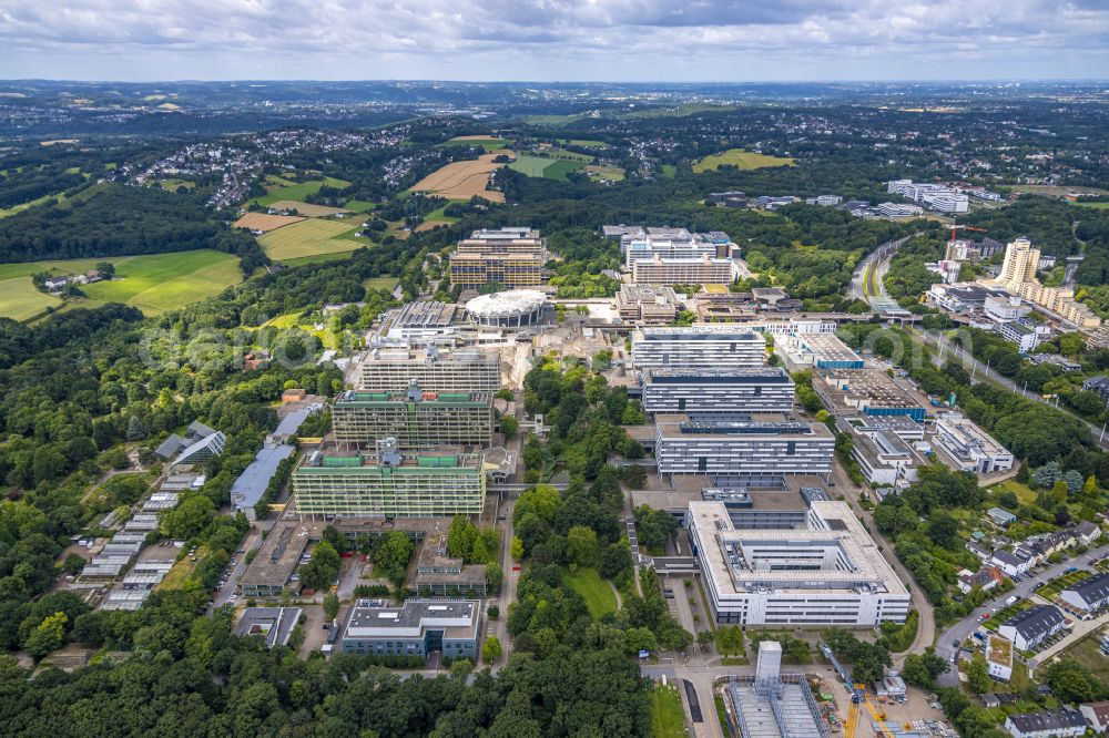 Bochum from above - Campus grounds of the university Ruhr-Universitaet Bochum RUB in the district Querenburg in Bochum at Ruhrgebiet in the state North Rhine-Westphalia, Germany