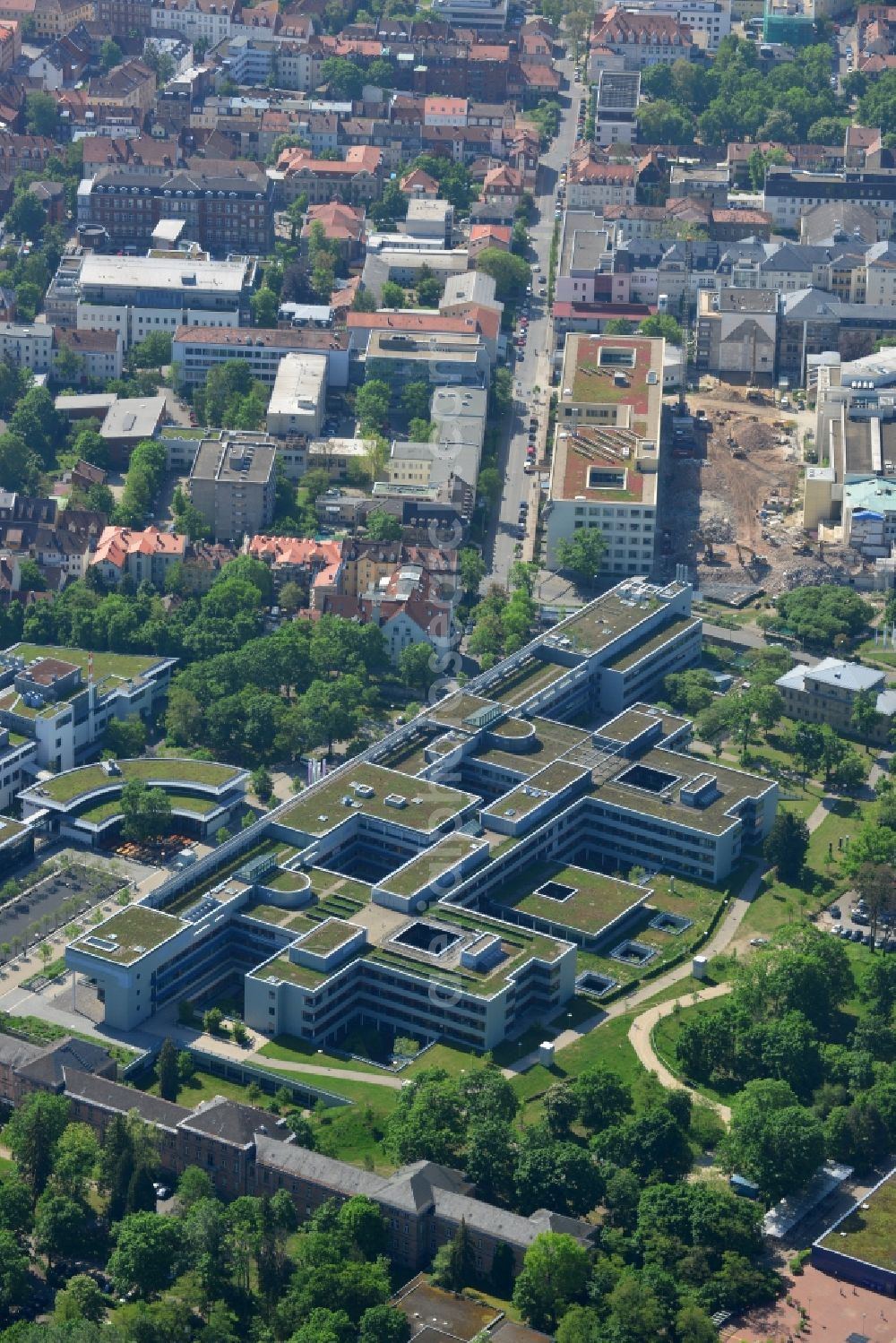 Erlangen from above - Campus grounds of the University in Erlangen in the state Bavaria