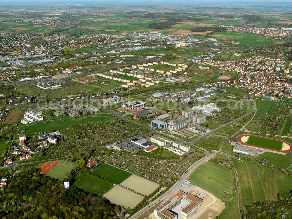 Würzburg from above - The campus of the University of Wuerzburg Hubland in the state of Bavaria