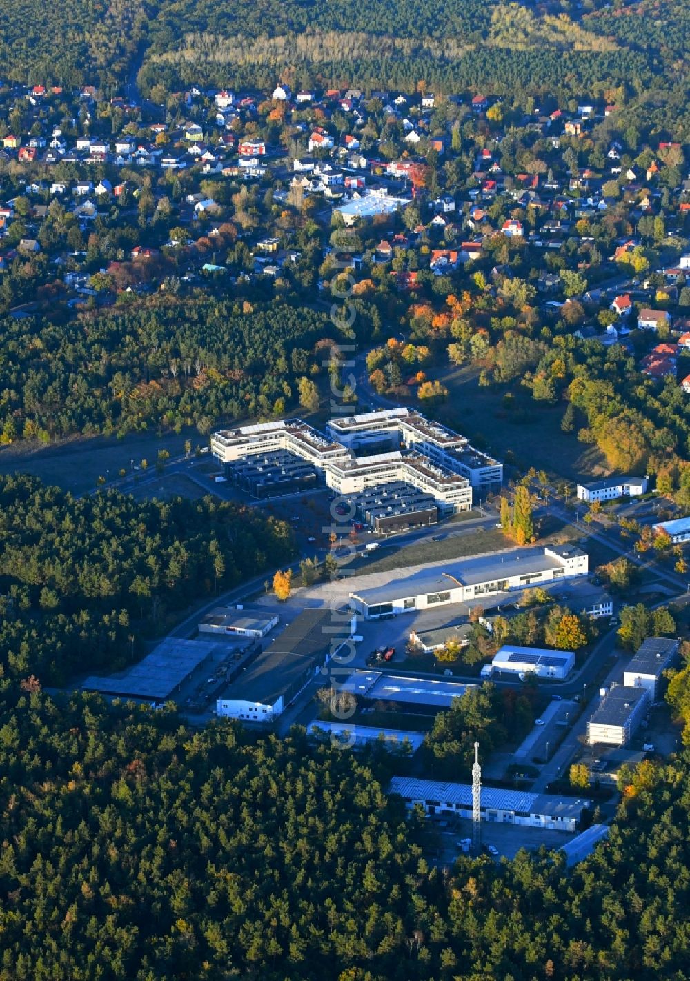 Berlin from above - View of clouds surrounding the campus of commercial area Wuhlheide Innovation Park in Berlin - Koepenick