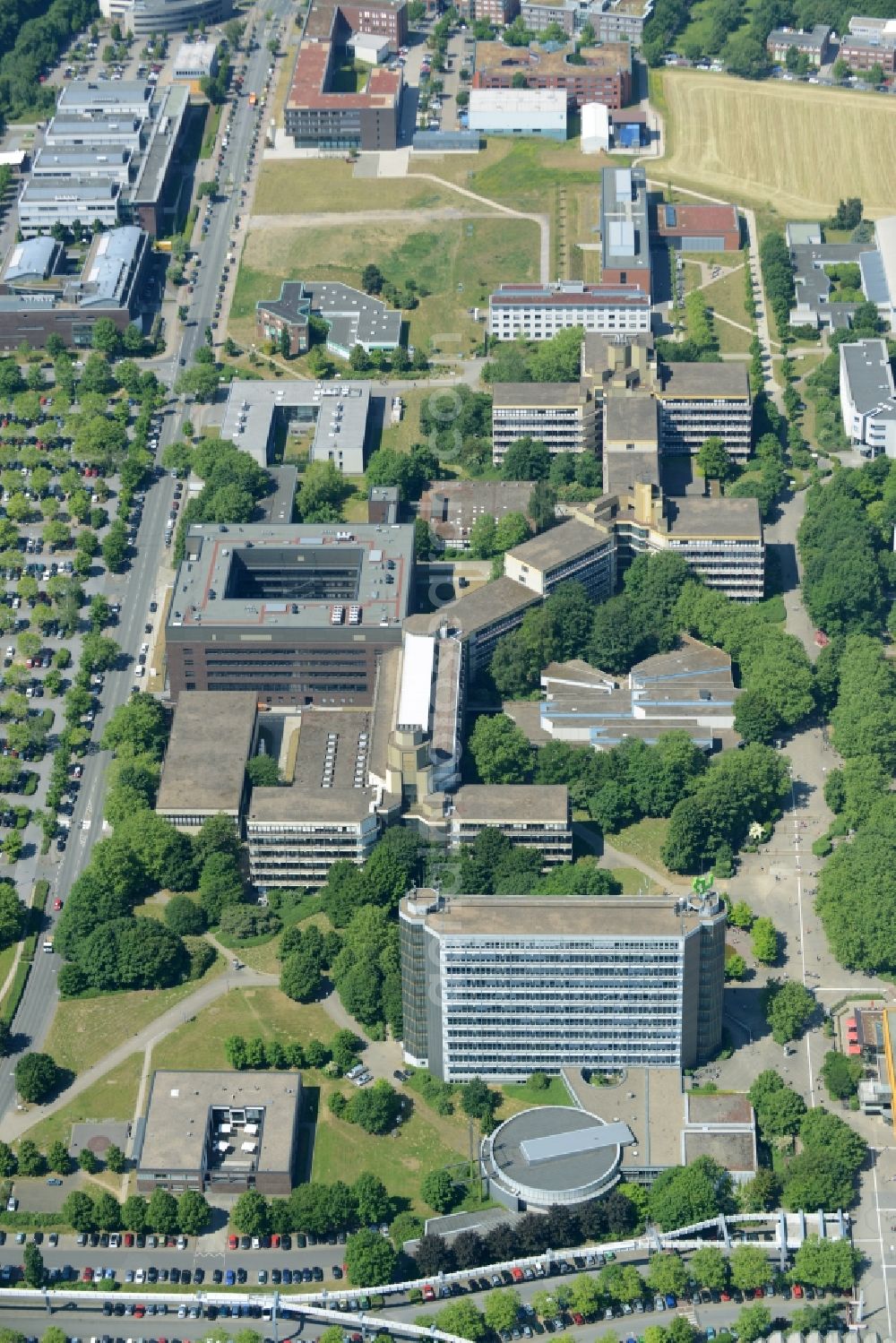 Aerial photograph Dortmund - Campus building of the universityn in Dortmund in the state North Rhine-Westphalia