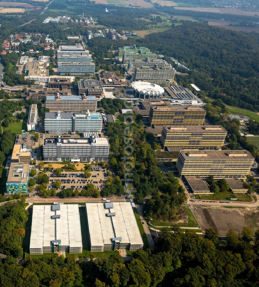 Aerial image Bochum - View of the campus of the Ruhr University in Bochum in the state of North-Rhine Westphalia