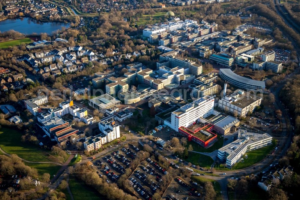 Aerial image Düsseldorf - Campus University- area Exzellenzcluster CEPLAS on Universitaetsstrasse in the district Bilk in Duesseldorf in the state North Rhine-Westphalia, Germany