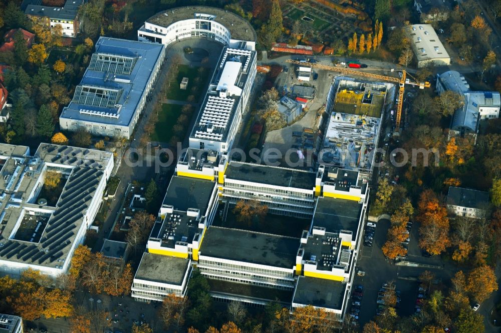 Aerial photograph Berlin - Campus university area with new construction site of Forschungsneubau SupraFAB of Freien Universitaet in Berlin, Germany