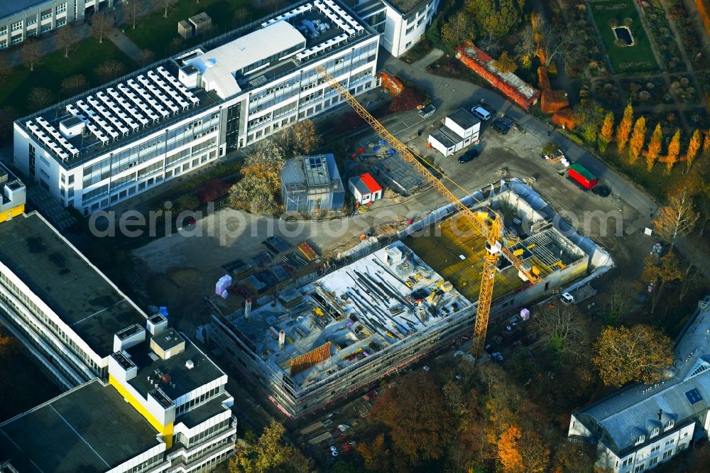 Berlin from above - Campus university area with new construction site of Forschungsneubau SupraFAB of Freien Universitaet in Berlin, Germany