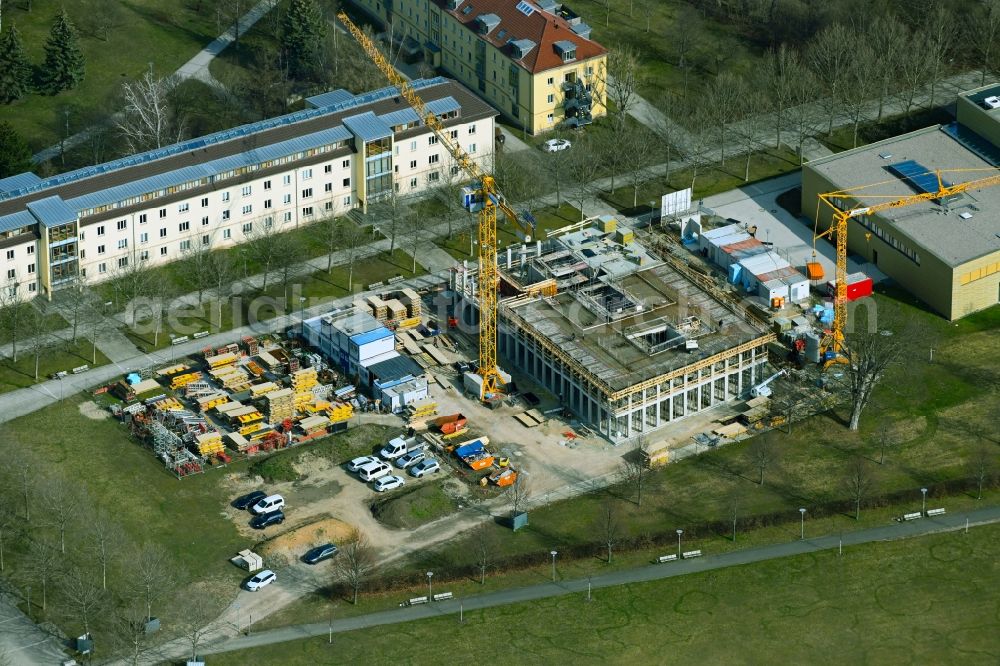 Aerial photograph Erfurt - Campus university area with new construction site forschungsneubau weltbeziehungen universitaet erfurt in the district Andreasvorstadt in Erfurt in the state Thuringia, Germany