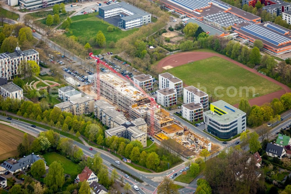 Bielefeld from the bird's eye view: Campus university area with new construction site Innovationszentrum on Morgenbreede in the district Schildesche in Bielefeld in the state North Rhine-Westphalia