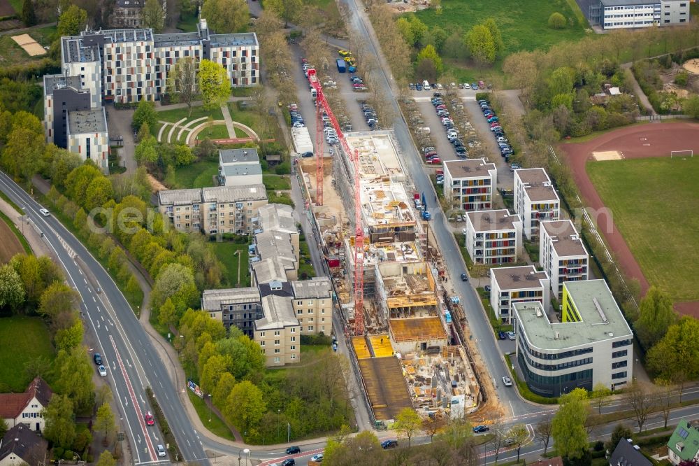 Aerial photograph Bielefeld - Campus university area with new construction site Innovationszentrum on Morgenbreede in the district Schildesche in Bielefeld in the state North Rhine-Westphalia