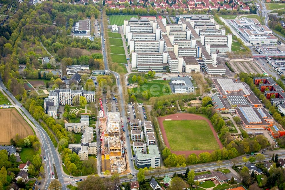 Bielefeld from above - Campus university area with new construction site Innovationszentrum on Morgenbreede in the district Schildesche in Bielefeld in the state North Rhine-Westphalia