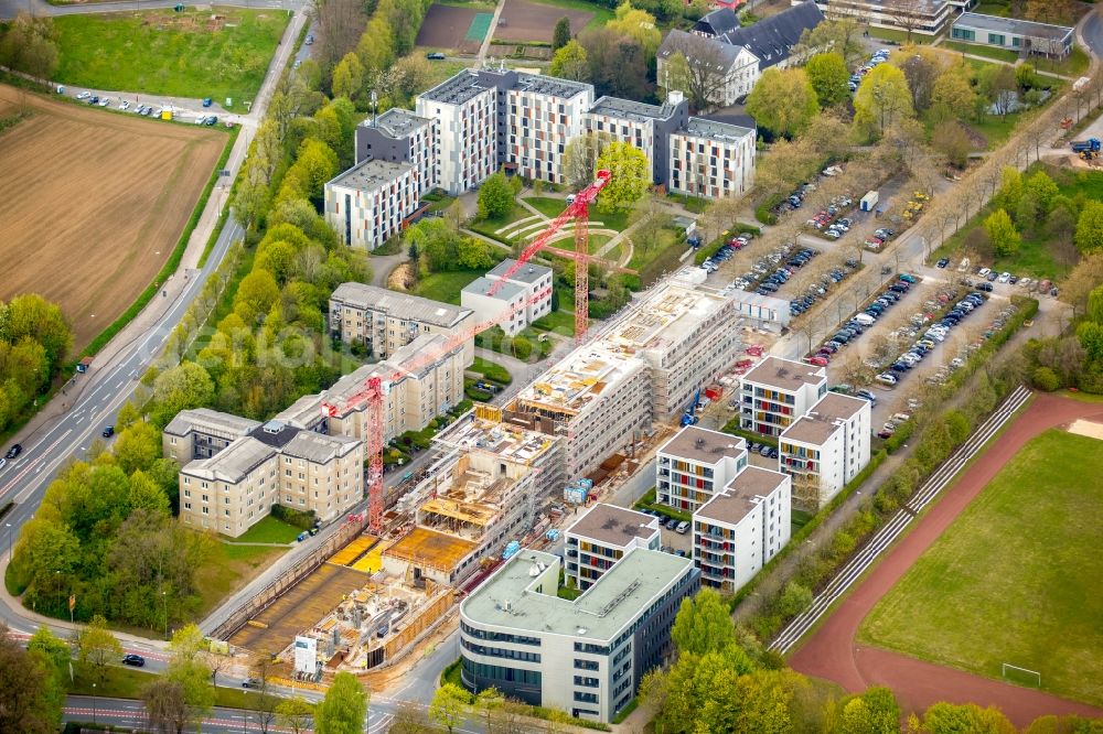 Aerial photograph Bielefeld - Campus university area with new construction site Innovationszentrum on Morgenbreede in the district Schildesche in Bielefeld in the state North Rhine-Westphalia