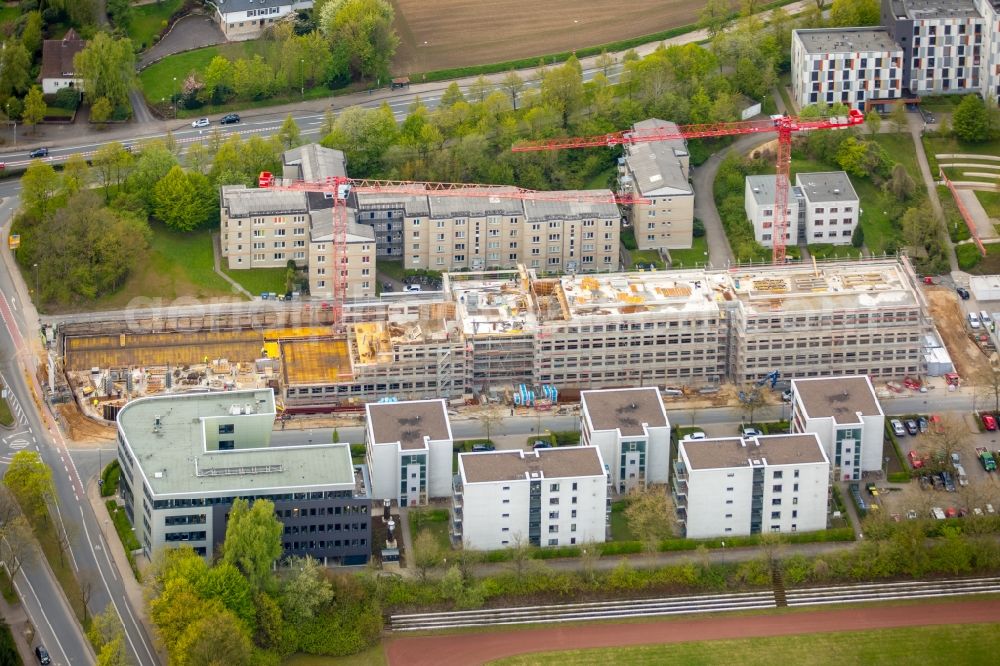 Bielefeld from the bird's eye view: Campus university area with new construction site Innovationszentrum on Morgenbreede in the district Schildesche in Bielefeld in the state North Rhine-Westphalia