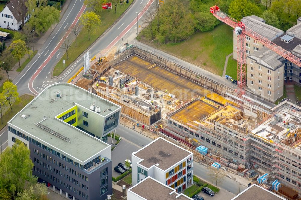 Bielefeld from the bird's eye view: Campus university area with new construction site Innovationszentrum on Morgenbreede in the district Schildesche in Bielefeld in the state North Rhine-Westphalia