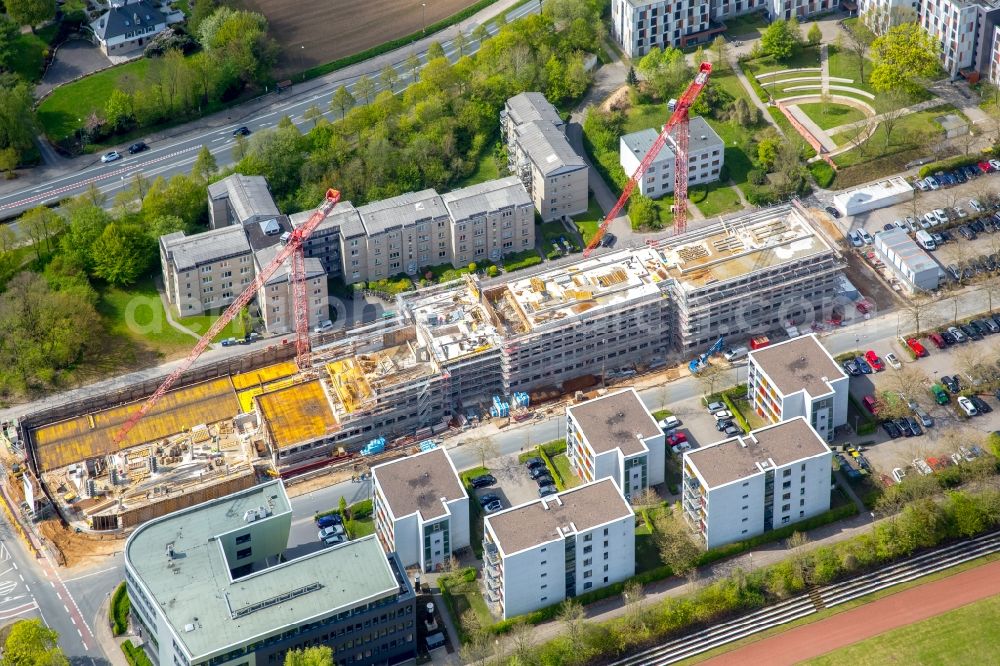 Bielefeld from the bird's eye view: Campus university area with new construction site Innovationszentrum on Morgenbreede in the district Schildesche in Bielefeld in the state North Rhine-Westphalia