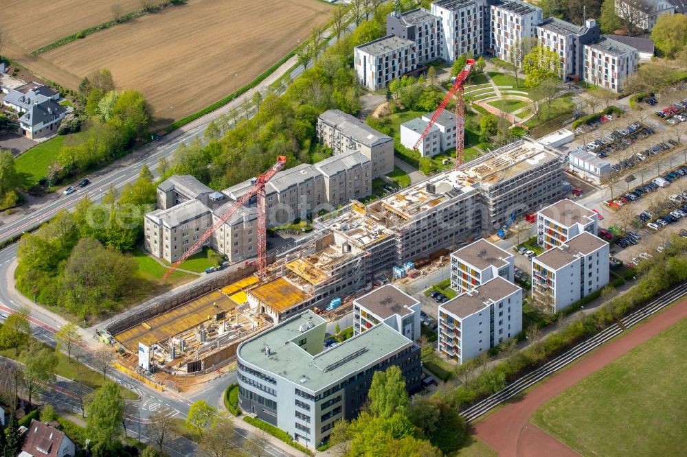 Aerial photograph Bielefeld - Campus university area with new construction site Innovationszentrum on Morgenbreede in the district Schildesche in Bielefeld in the state North Rhine-Westphalia