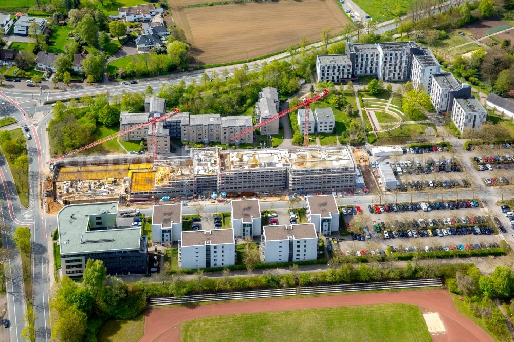 Bielefeld from the bird's eye view: Campus university area with new construction site Innovationszentrum on Morgenbreede in the district Schildesche in Bielefeld in the state North Rhine-Westphalia