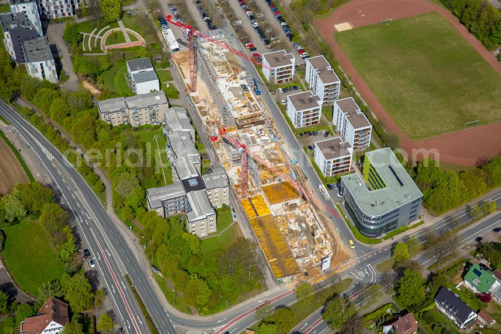 Aerial photograph Bielefeld - Campus university area with new construction site Innovationszentrum on Morgenbreede in the district Schildesche in Bielefeld in the state North Rhine-Westphalia