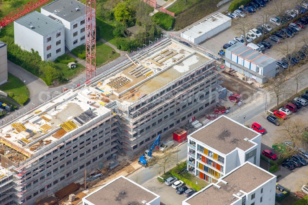 Bielefeld from the bird's eye view: Campus university area with new construction site Innovationszentrum on Morgenbreede in the district Schildesche in Bielefeld in the state North Rhine-Westphalia