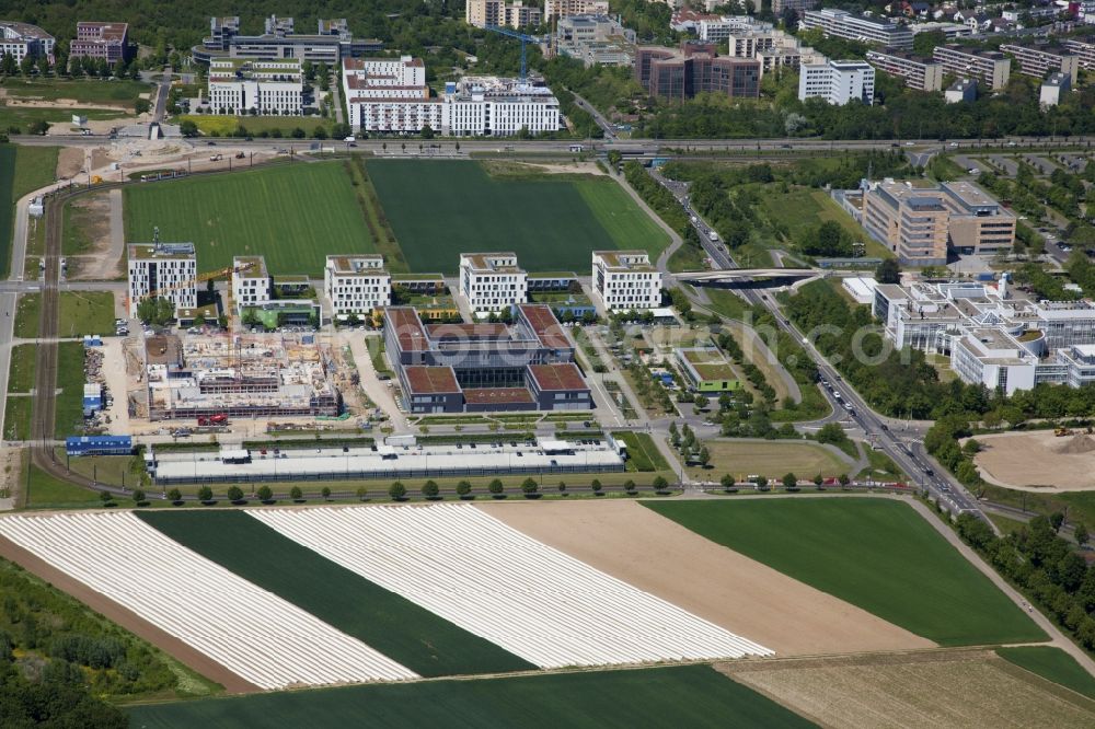 Aerial photograph Mainz - Campus university area with new construction site of Johannes-Gutenberg- Universitaet in the district Bretzenheim in Mainz in the state Rhineland-Palatinate, Germany