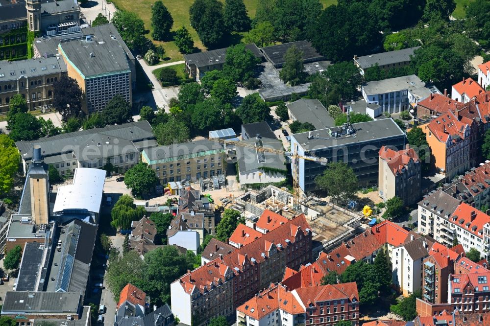 Hannover from the bird's eye view: Campus university area with new construction site Leibniz School of Education in the district Nordstadt in Hannover in the state Lower Saxony, Germany