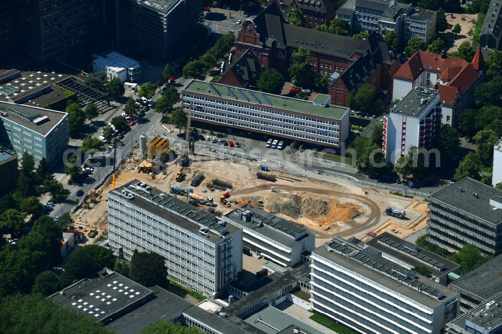 Aerial image Hamburg - Campus university area with new construction site MIN-Forum and Informatik-Neubau in the district Rotherbaum in Hamburg, Germany