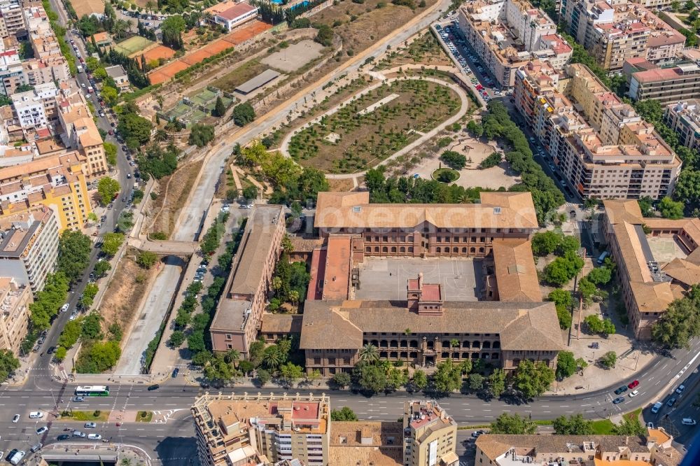 Palma from above - Campus University- area of Universitat de les Illes Balears - Edifici Sa Riera on Carrer de Miquel dels Sants Oliver in Palma in Balearic island of Mallorca, Spain