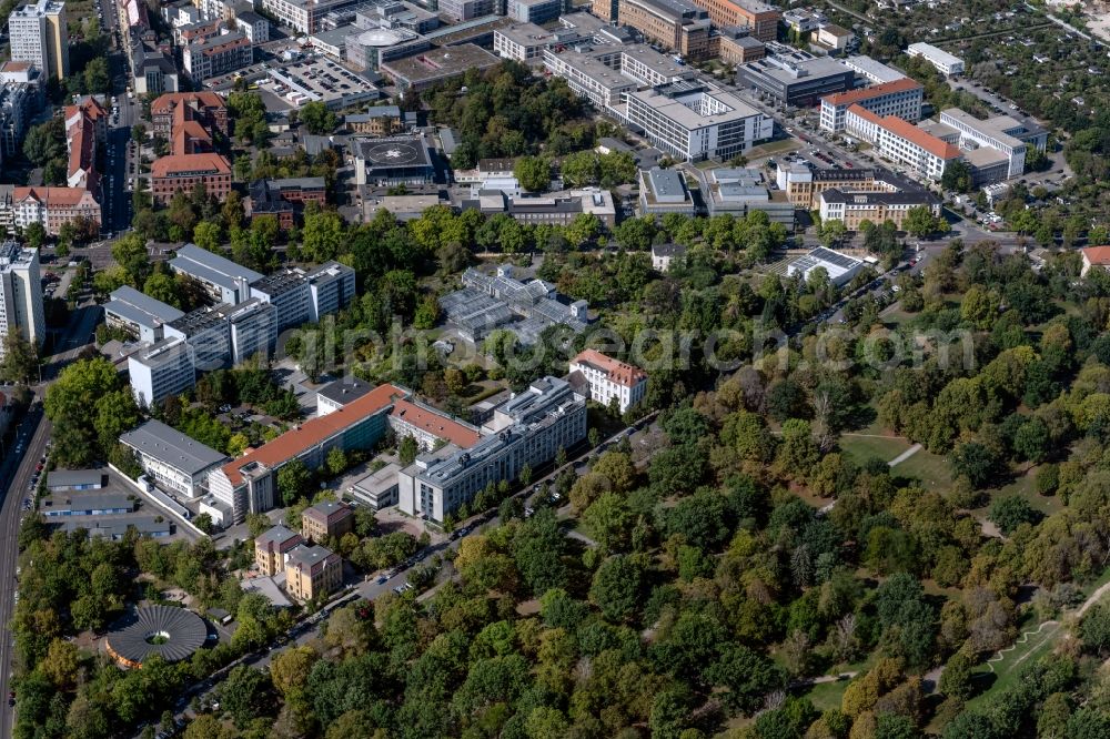 Aerial image Leipzig - Campus University- area Universitaet Leipzig - Fakultaet fuer Physik and Geowissenschaften on the Linnestrasse in the district Zentrum-Suedost in Leipzig in the state Saxony, Germany