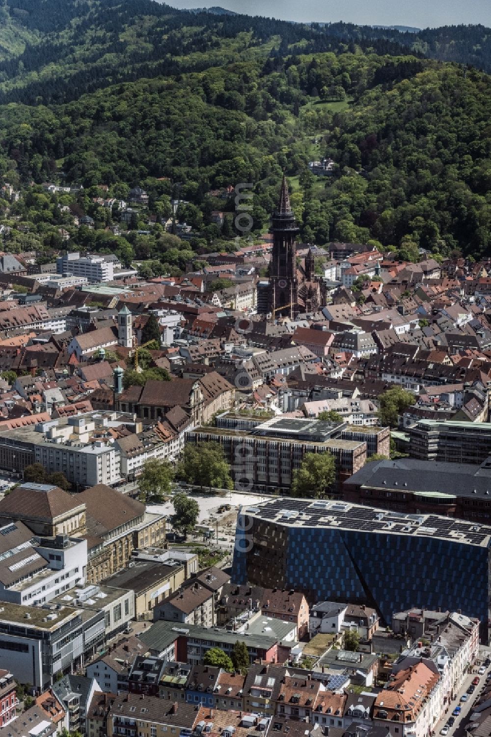 Aerial photograph Freiburg im Breisgau - Campus University- area Universitaetsbibliothek in Freiburg im Breisgau in the state Baden-Wuerttemberg, Germany