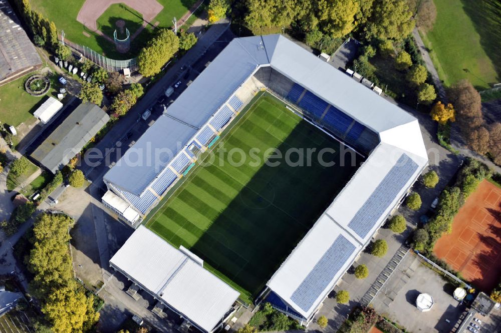 Mannheim from the bird's eye view: Blick auf das Carl-Benz Stadion im Bezirk Oststadt in Mannheim. Das Stadion wurde 1994 eröffnet und nach dem Automobilbauer Carl Benz benannt, der in Mannheim seine Werkstatt hatte. View to the Carl-Benz stadium in the district Oststadt of Mannheim, wich was built in 1994.