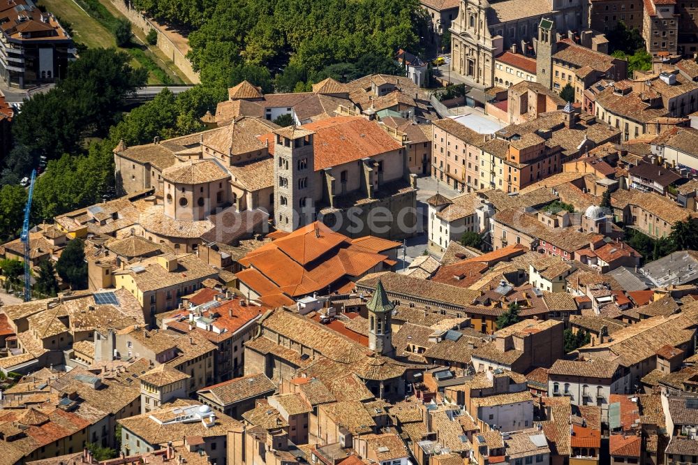 Vic from above - Catedral de Sant Pere in the center of the city of Vic in Spain