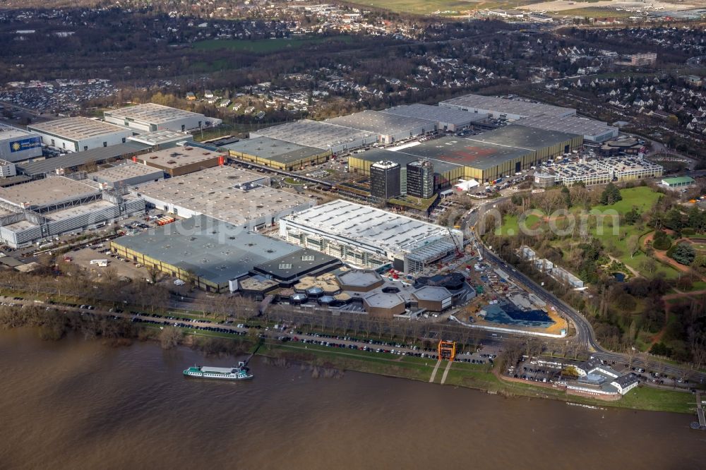 Aerial photograph Düsseldorf - Reconstruction and extension Construction site at the exhibition grounds and exhibition halls of the Messe Duesseldorf in the district Stockum in Duesseldorf in the state North Rhine-Westphalia, Germany