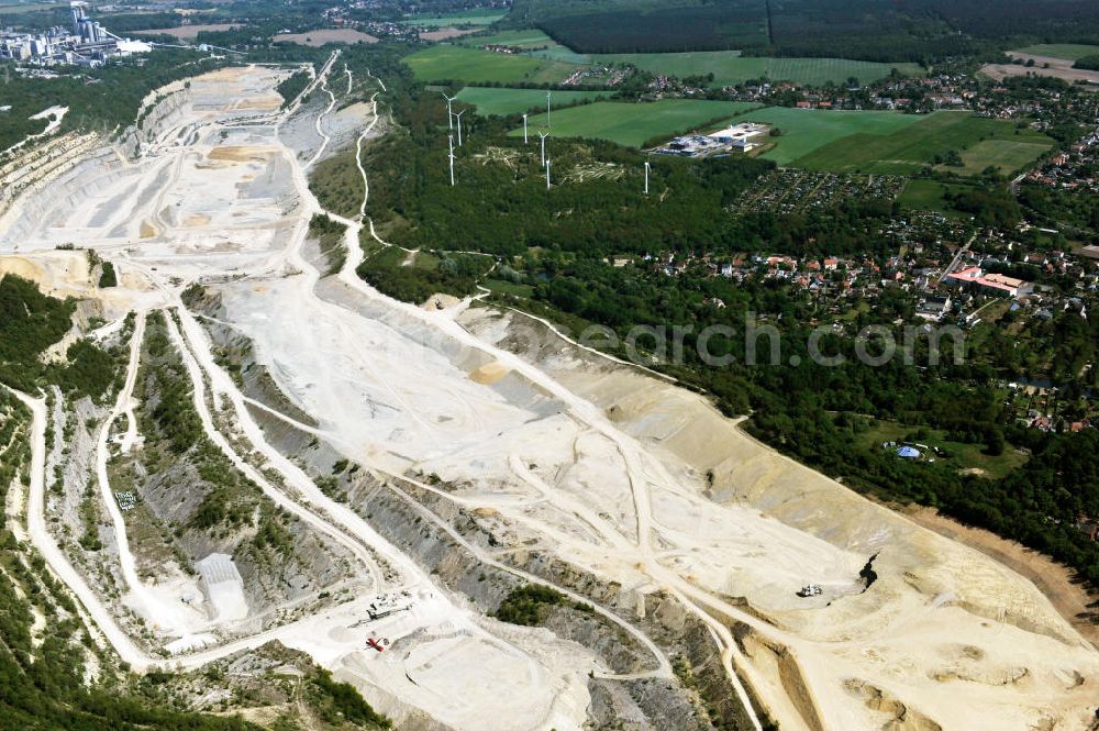 Rüdersdorf from above - Zementwerk / Kalksandsteinbruch Rüdersdorf der Cemex OstZement GmbH, ein Unternehmen der Cemex Gruppe. Cement plant / lime sandstone quarry.