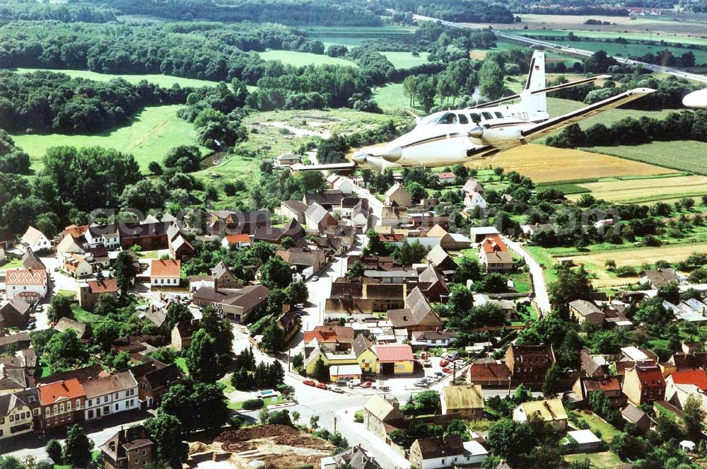 Aerial photograph Leipzig - Cessna 310 über Schkeuditz beim Anflug auf den Flughafen Leipzig / Sachsen.