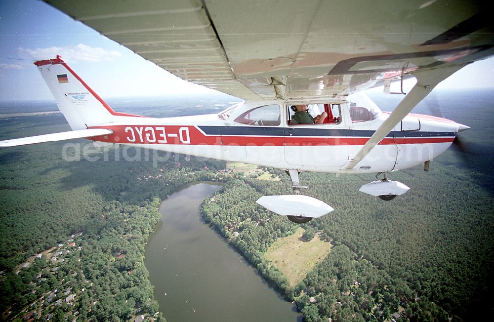 Eggersdorf from above - Cessna 172 D-EGYC of the agency euroluftbild.de in fly over Eggersdorf in the state Brandenburg, Germany